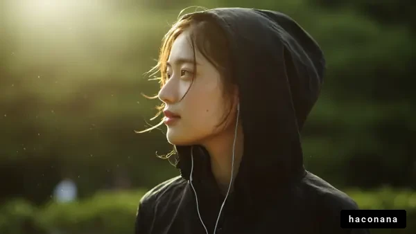 夕日を背にした女性