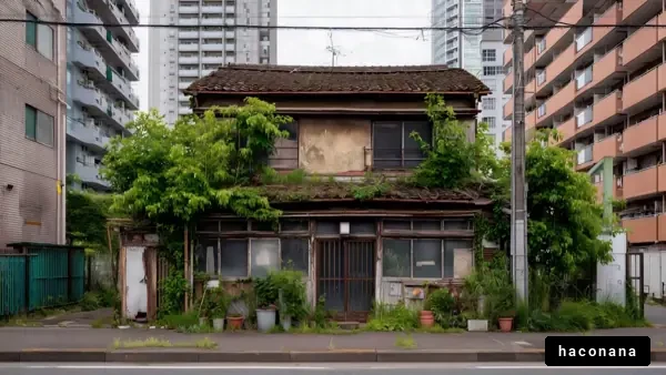 草に覆われた古い家