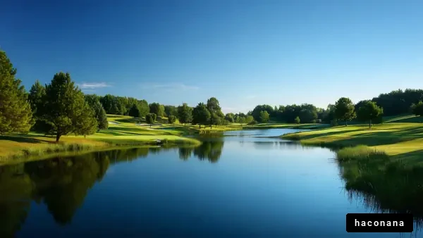 静かな湖と緑の風景