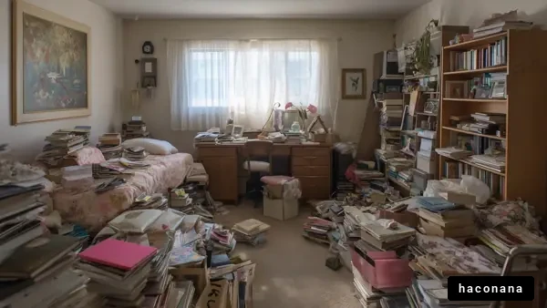 散らかった部屋の様子