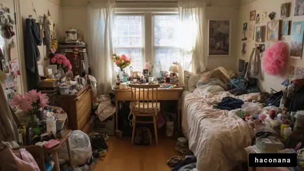 散らかった部屋の様子