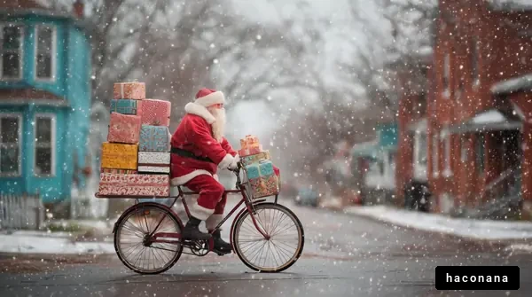 クリスマスのサンタと自転車