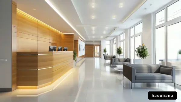 明るい受付の空間