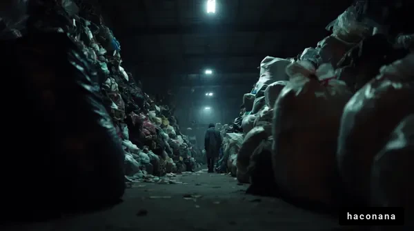 ゴミ山の中の人影