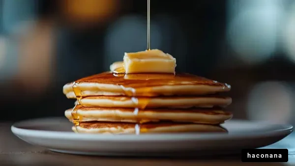 ふわふわのパンケーキとメープルシロップ