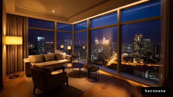 夜景が美しい高層ビルの部屋