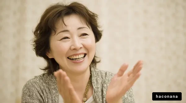 笑顔で喜ぶ女性