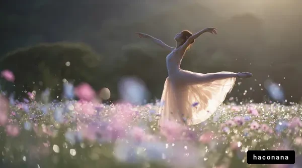 美しい花畑でのバレエ