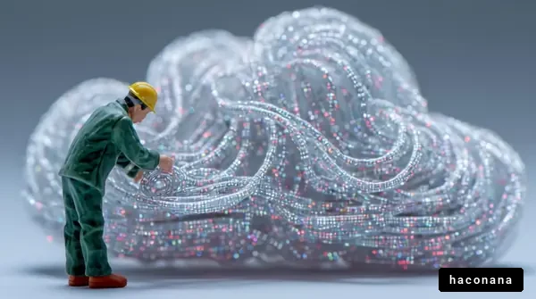 ミニチュア作業者とクラウド