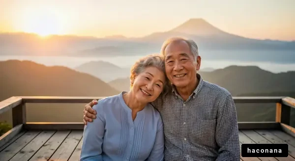 穏やかな夕暮れの夫婦