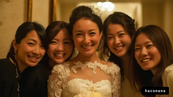 結婚式の友情に満ちた笑顔