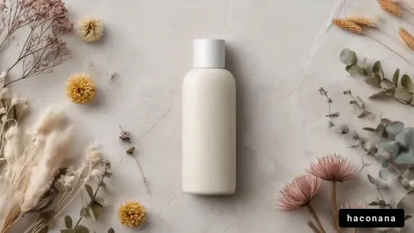 シンプルなボトルと花々