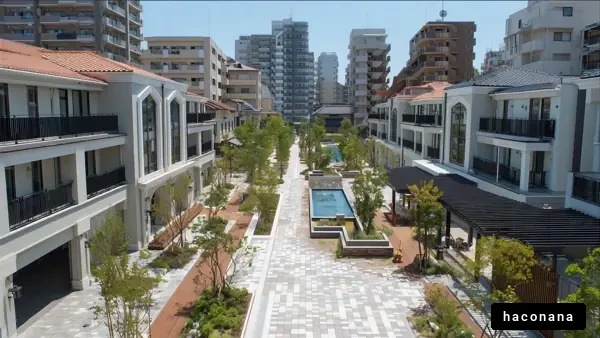 新しい住宅街と緑