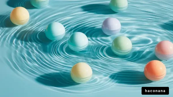 カラフルな球体の水面