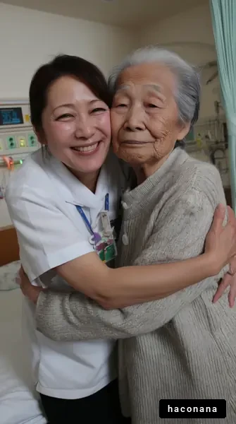 笑顔で抱き合う二人