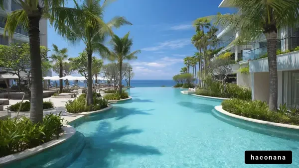 リゾートの青いプール