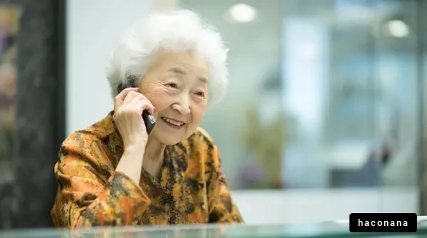 電話を楽しむ高齢女性