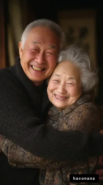 笑顔の幸せな老夫婦