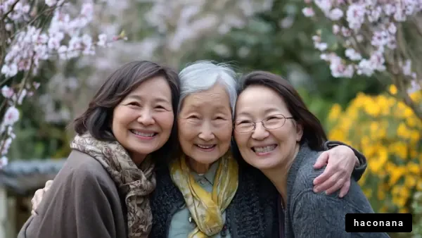 春の訪れを楽しむ家族