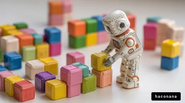 ロボットとカラフルな積み木