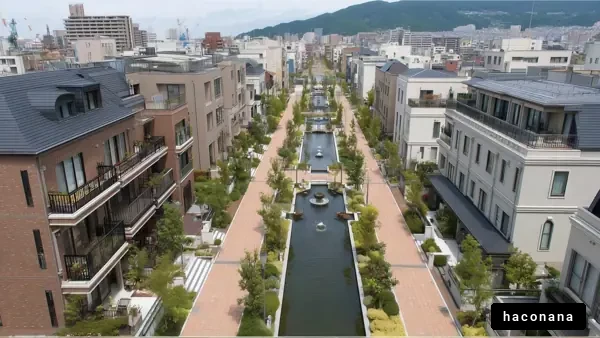 近代的な街並みと運河