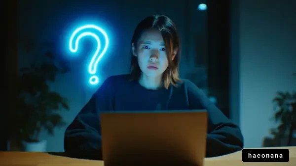 夜の疑問を抱く女性