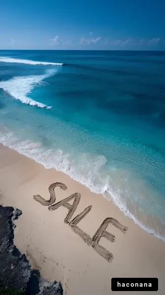 ビーチのセールメッセージ