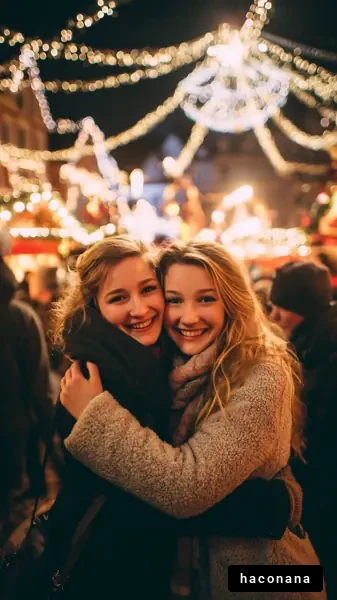 冬の祭りでの笑顔