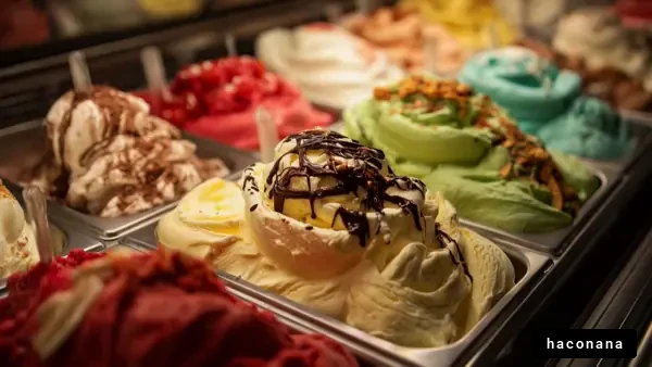 カラフルなアイスクリームの盛り合わせ