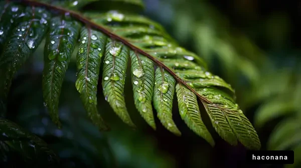 緑の葉と水滴の美しさ