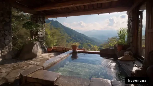 自然の中の温泉風景