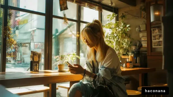 カフェでリラックスする女性