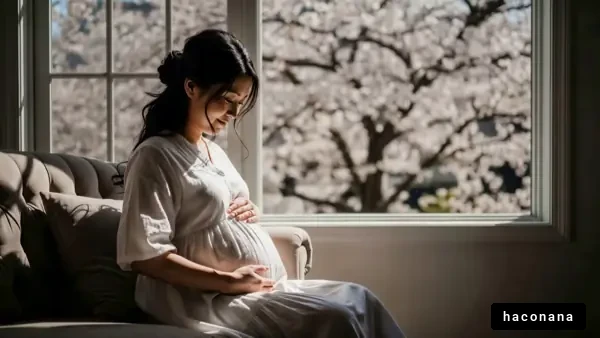 桜の下の妊婦さん