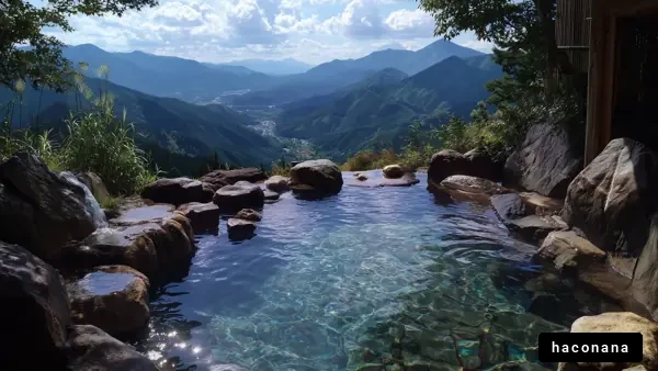 美しい山の温泉風景