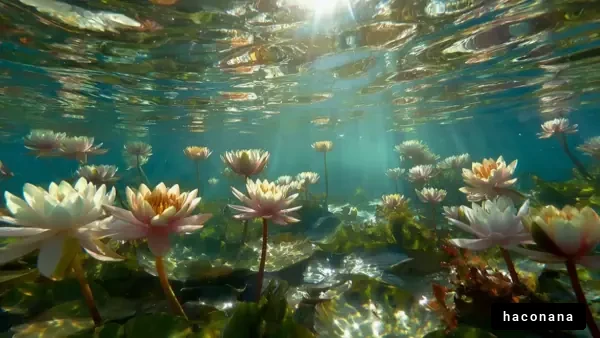 水中の美しい睡蓮