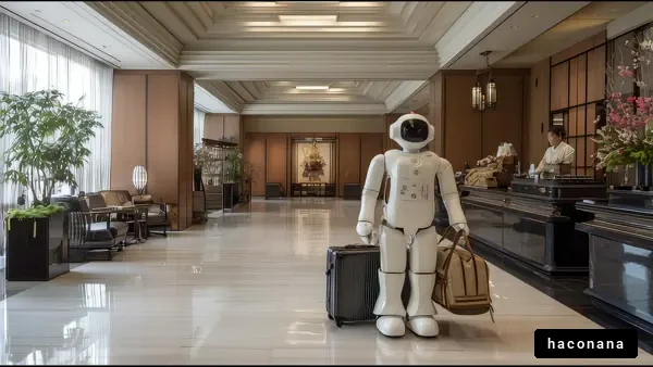 ロビーに立つロボット