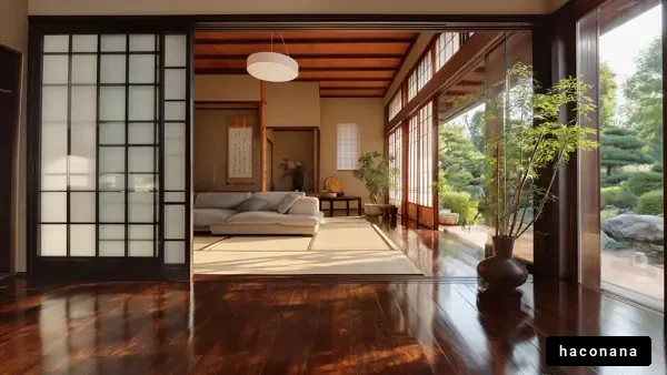 和風の明るいリビングルーム