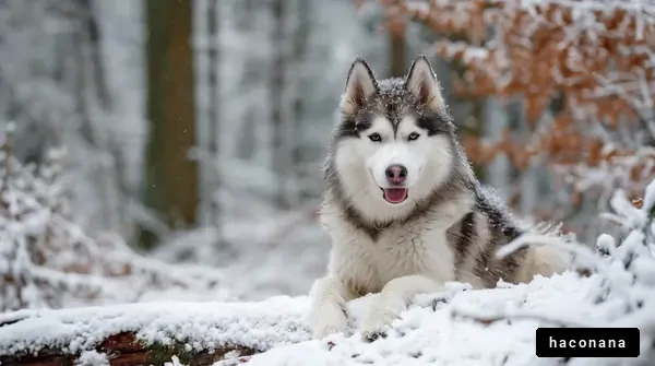 雪の中のシベリアンハスキー