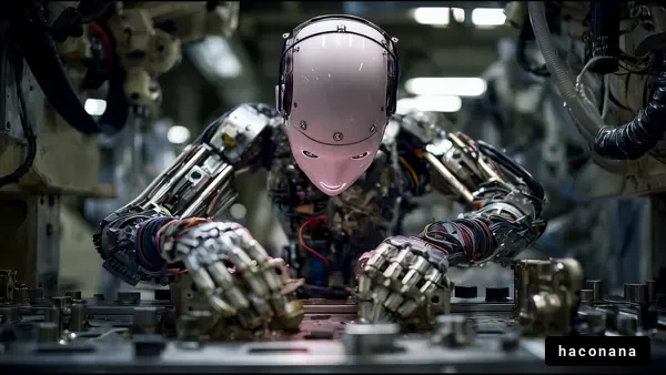 未来的なロボットの作業風景